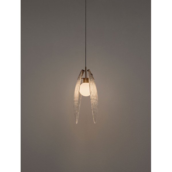 Lustră alămie LED din oțel cu abajur din sticlă Shelina – Nova Luce-image-4
