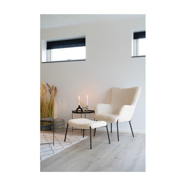 Taburet crem cu tapițerie din blană artificială Glasgow – House Nordic-image-4