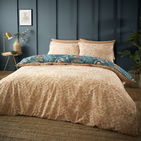 Lenjerie de pat verde/maro pentru pat de o persoană 135x200 cm Tropic Tiger Leaf – Catherine Lansfield-image-2