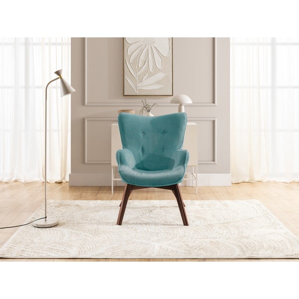 Fotoliu turcoaz cu tapițerie din catifea reiată Niko – Ropez-image-1