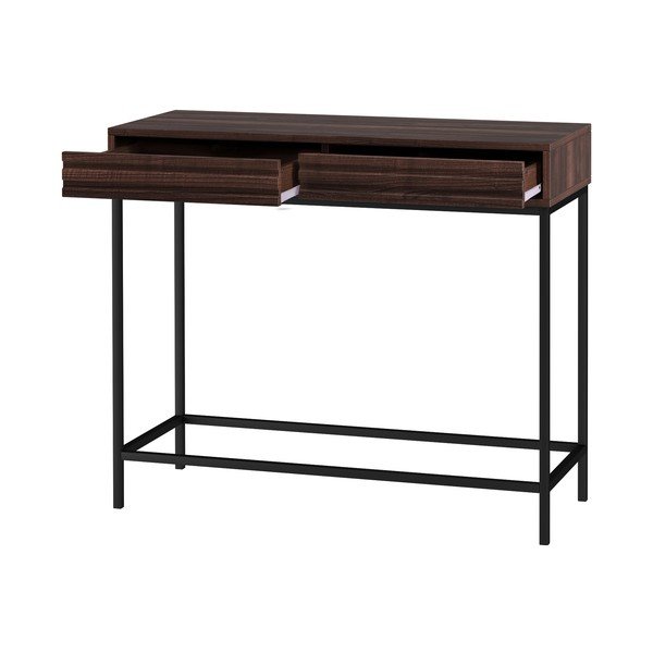 Masă consolă maro închis cu blat cu aspect de lemn de nuc 35x90 cm Celine – Støraa