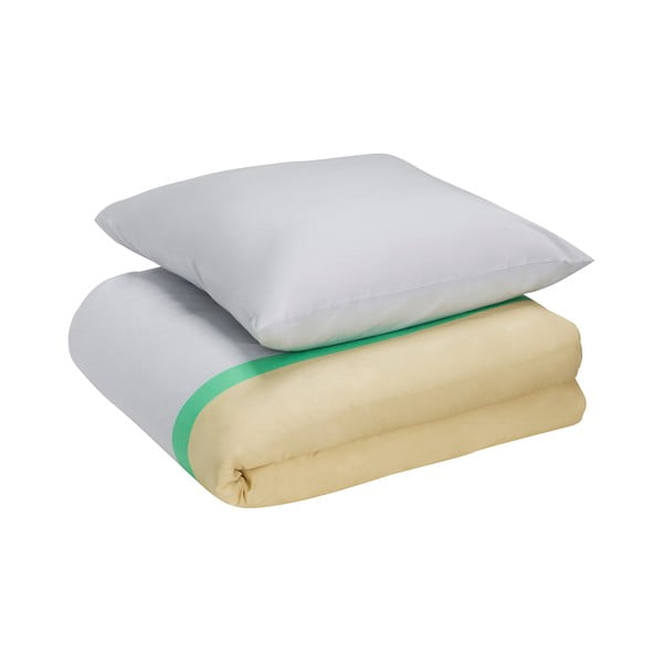 Lenjerie de pat mov lavandă/bej din bumbac pentru pat de o persoană/extinsă 140x220 cm Block – Hübsch