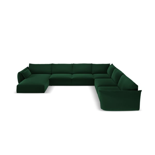 Colțar verde închis cu tapițerie din catifea (cu colț pe partea dreaptă, în formă de "U") Vanda – Mazzini Sofas