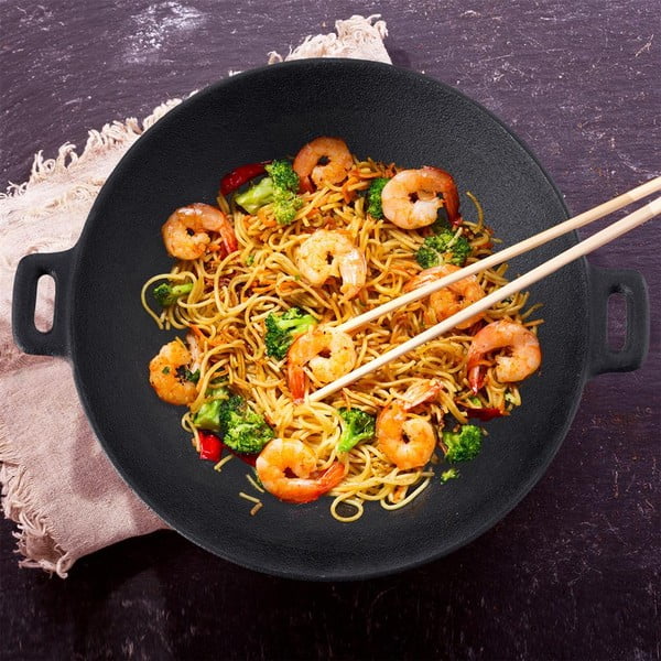 Tigaie tip wok din fontă ø 30 cm Litina – Orion-image-1