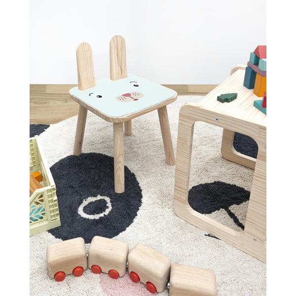 Scăunel din lemn de pin pentru copii Little Nice Things Bunny, albastru-image-1
