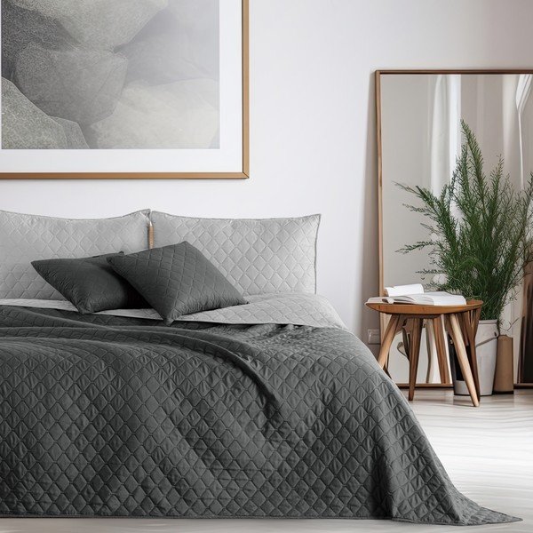 Cuvertură cu 2 fețe din microfibră DecoKing Axel Charcoal Silver, 170 x 270 cm, gri-image-1
