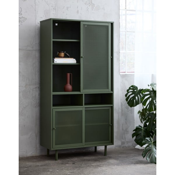 Dulap verde închis din metal cu ușă glisantă 90x180x40 cm Veep – Unique Furniture-image-1