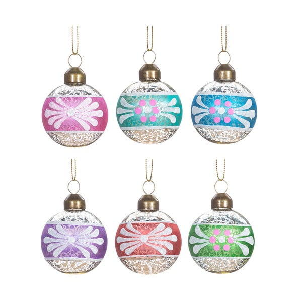 Globuri de Crăciun lucrate manual 6 buc. din sticlă ø 5 cm Vintage Handpainted – Sass & Belle