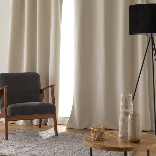 Draperie bej din catifea 140x260 cm Olympe – douceur d'intérieur-image-1