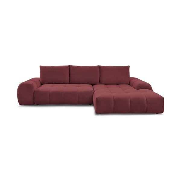 Colțar burgundy extensibil/cu spațiu de depozitare cu tapițerie din chenille (cu colț pe partea dreaptă/cu șezlong) Everest – Bobochic Paris