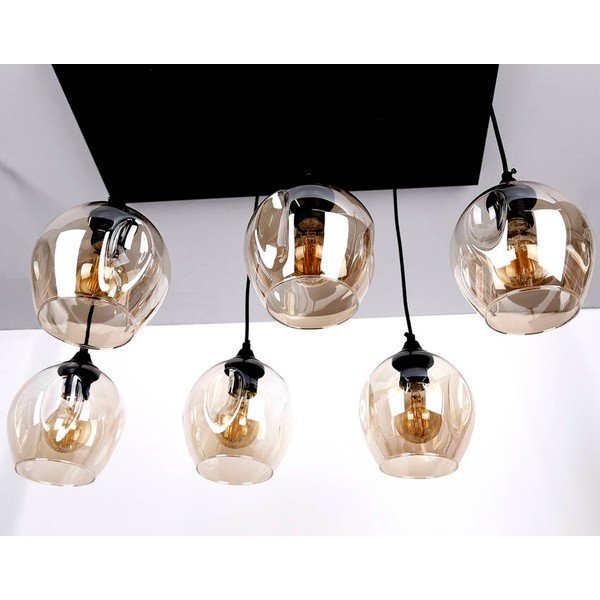 Lustră neagră cu abajur din sticlă 33x67 cm Aspa – Candellux Lighting-image-3