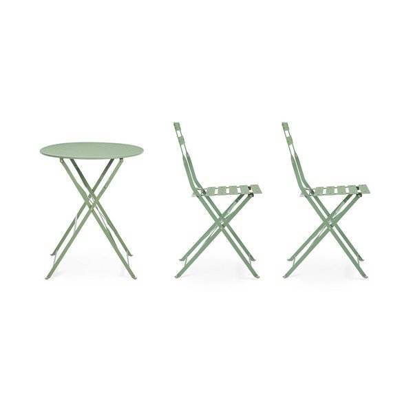 Set de dining pentru grădină verde salvie din oțel pentru 2 persoane Austin – Bizzotto-image-3