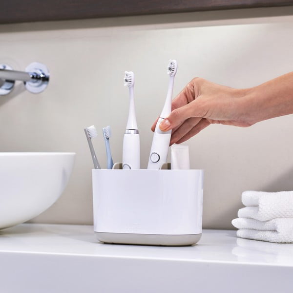 Suport pentru periuța de dinți alb din plastic Duo – Joseph Joseph-image-1