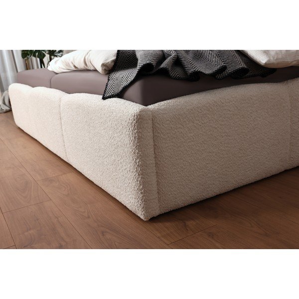 Pat matrimonial fildeș tapițat fără somieră 200x240 cm Merida – Meise Möbel-image-3