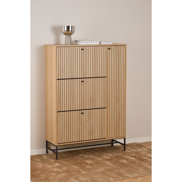 Pantofar în culoare naturală cu deschidere înclinată cu aspect de lemn de stejar 99x140x35 cm Albany  – Actona-image-1