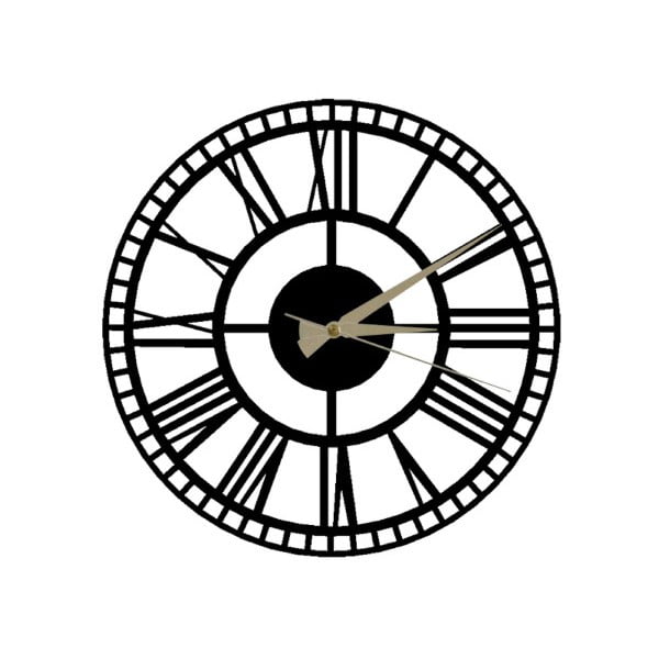 Ceas de perete Roman Clock 2, ⌀ 50 cm, negru
