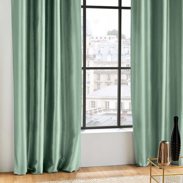 Draperie verde din satin 140x240 cm Shana – douceur d'intérieur-image-2