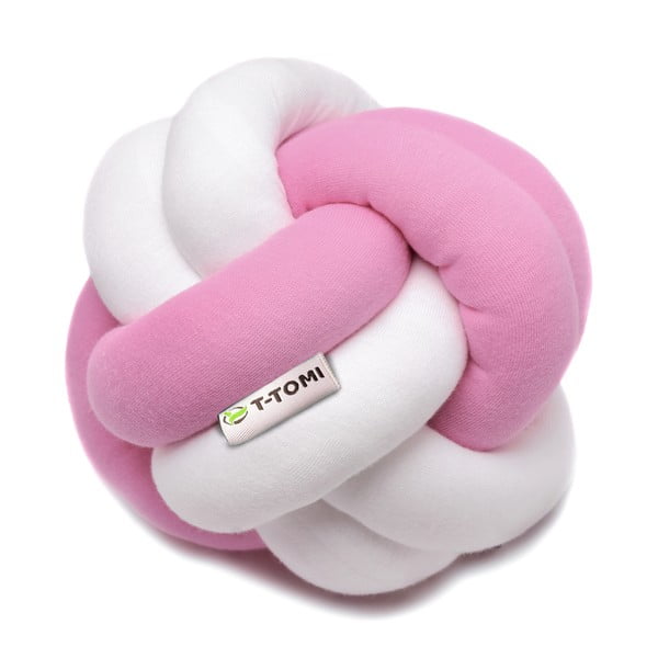 Minge tricotată din bumbac T-TOMI, ø 20 cm, roz - alb