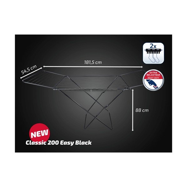 Uscător de rufe negru 20 m Classic 200 Easy – LEIFHEIT-image-2