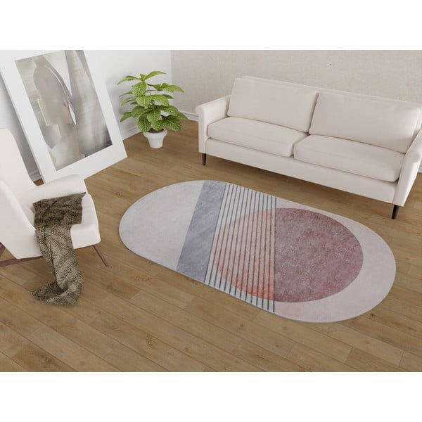 Covor roz deschis-gri deschis lavabil 80x120 cm Oval – Vitaus-image-1