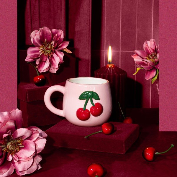 Cană roz-deschis Cherry – Sass & Belle-image-1