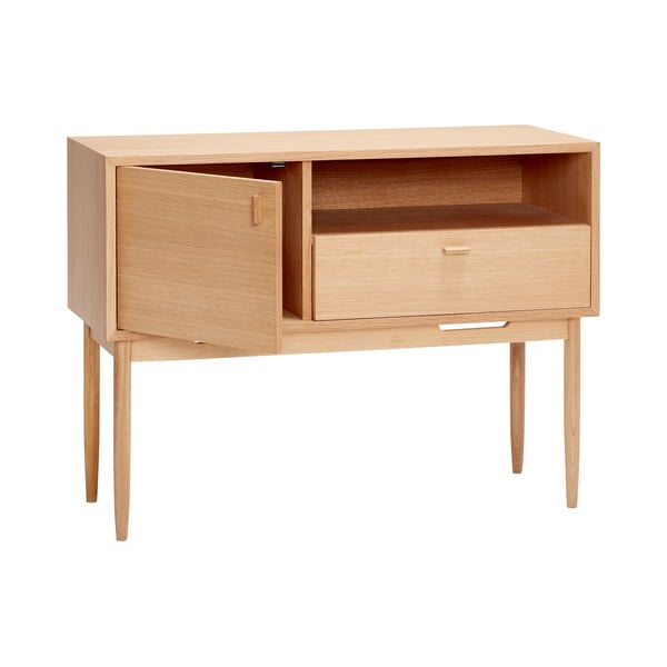 Comodă în culoare naturală înaltă cu aspect de lemn de stejar 100x75 cm Cube – Hübsch