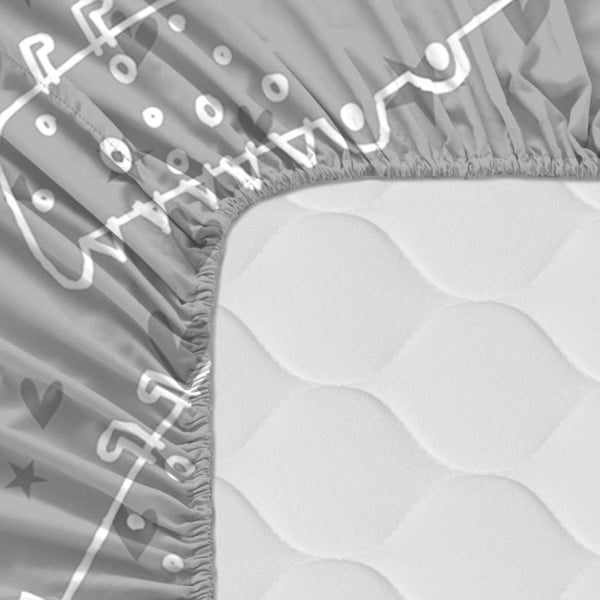 Cearceaf din bumbac pentru copii Moshi Moshi Best Buddies, 90 x 200 cm-image-1