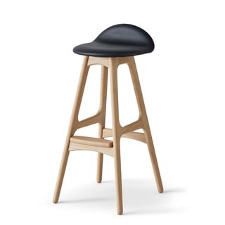 Scaun de bar negru/natural rotativ din piele  86 cm Buck – Hammel Furniture
