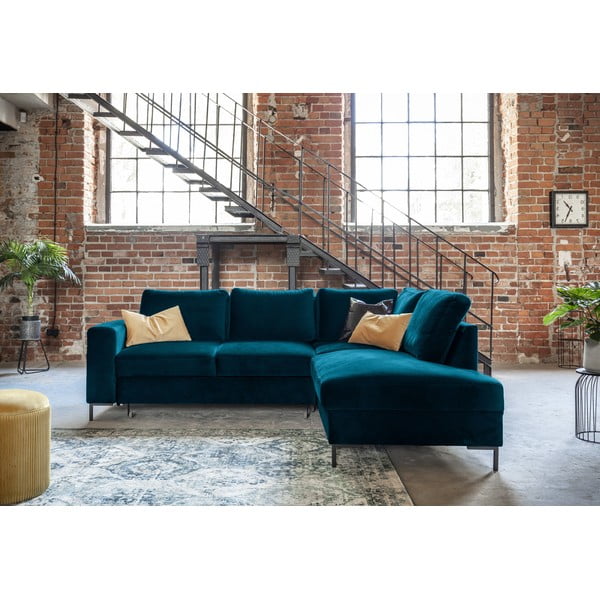 Colțar turcoaz extensibil cu tapițerie din catifea (cu colț pe partea dreaptă) Lofty Lilly – Miuform-image-4