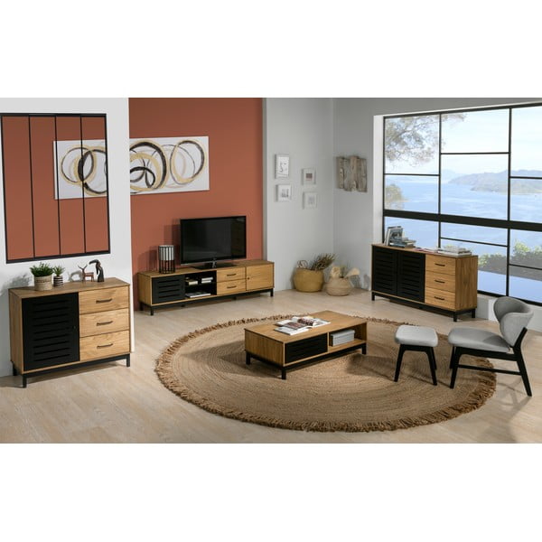 Masă TV din lemn cu detalii negre Marckeric Alessia-image-1