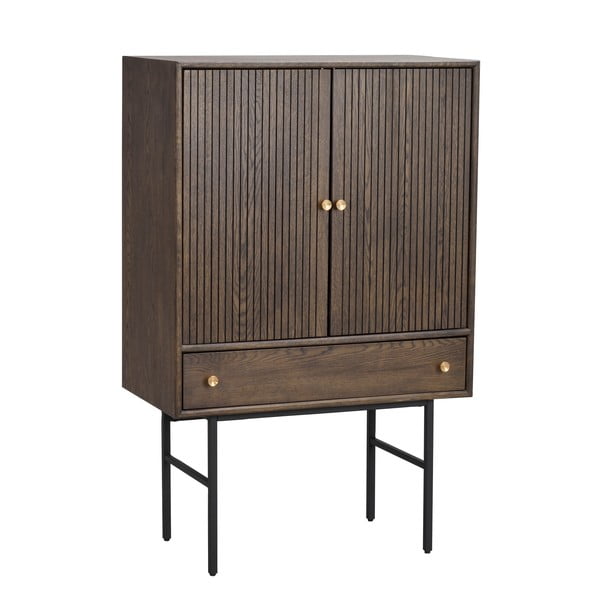 Comodă din furnir de stejar Rowico Clearbrook, lățime 79 cm, maro-image-2