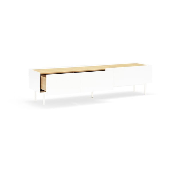 Masă TV albă/în culoare naturală cu aspect de lemn de stejar 180x45 cm Arista – Teulat-image-4