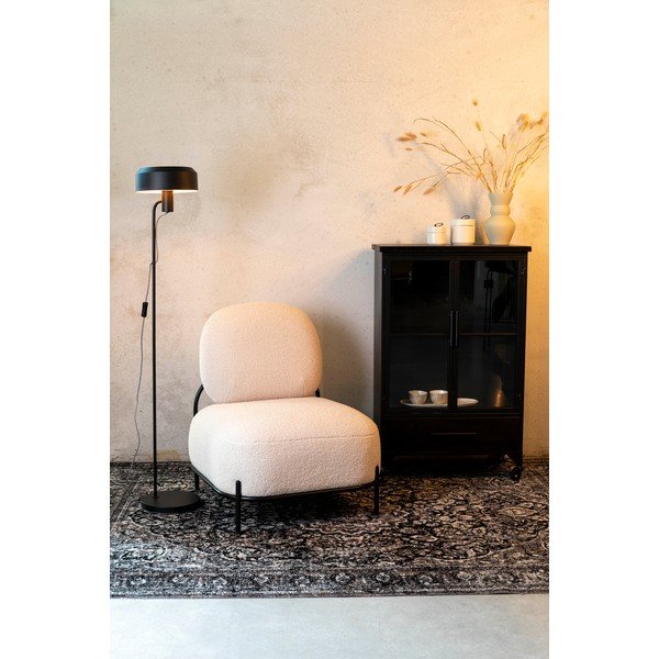 Fotoliu crem cu tapițerie din țesătură bouclé Polly – White Label-image-1