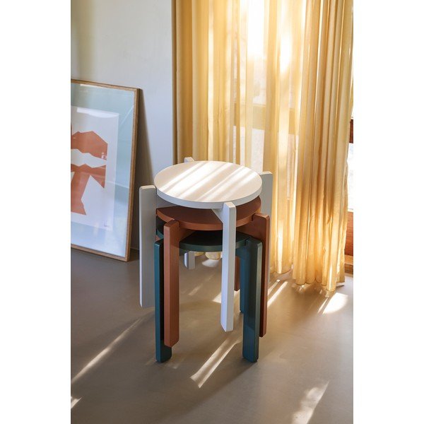 Scaun tip taburet petrol stivuibil cu aspect de lemn de stejar Always – Hübsch-image-2