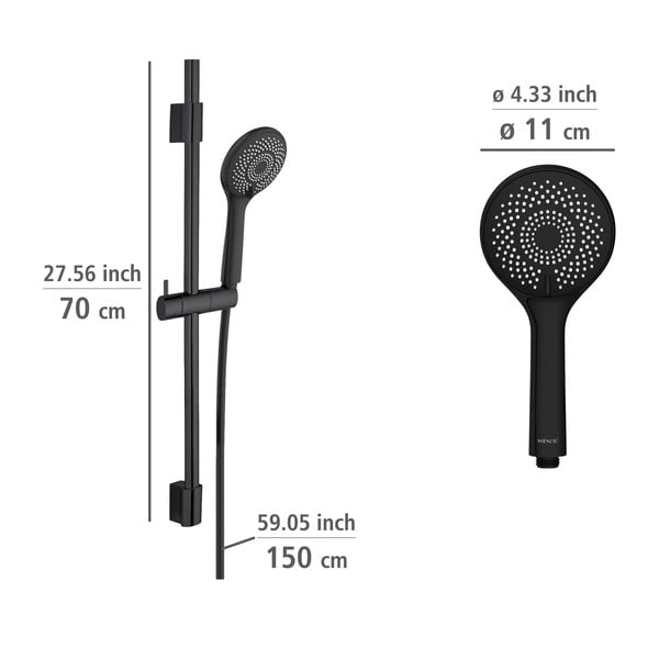 Set de duș negru din oțel inoxidabil 70 cm Water Saving – Wenko-image-1