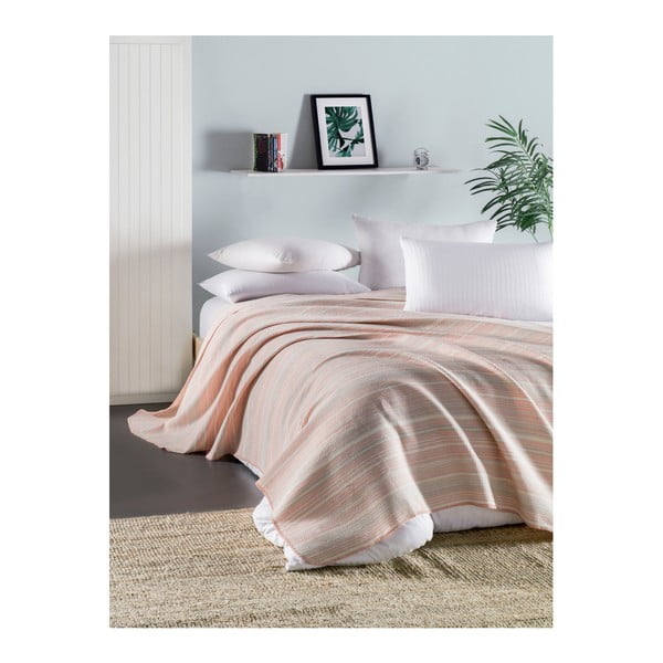 Cuvertură subțire matlasată pentru pat de o persoană Runino Mento, 160 x 220 cm, roz