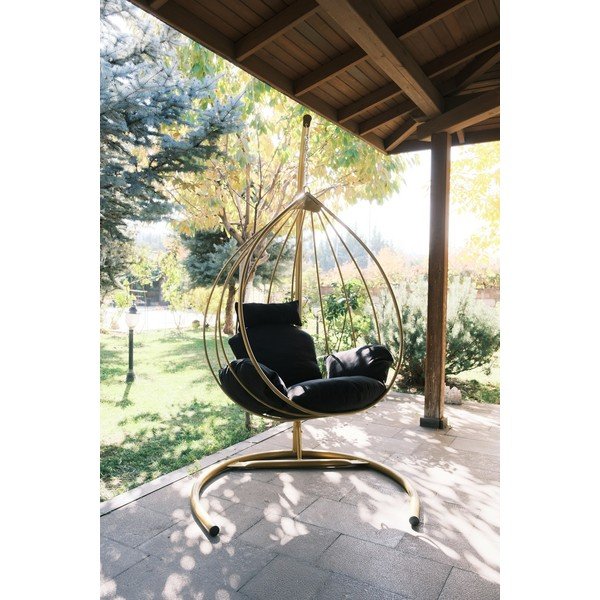 Fotoliu suspendat de grădină  negru/auriu Damla – Floriane Garden-image-2