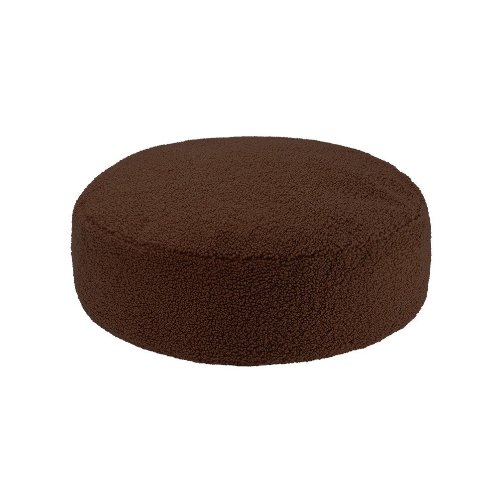 Puf pentru copii maro închis cu tapițerie din țesătură bouclé Warm Hazel – Wigiwama