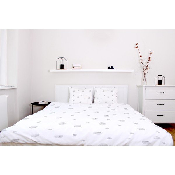 Lenjerie de pat din bumbac satinat Butter Kings Watercolour Spots, 135 x 200 cm-image-1