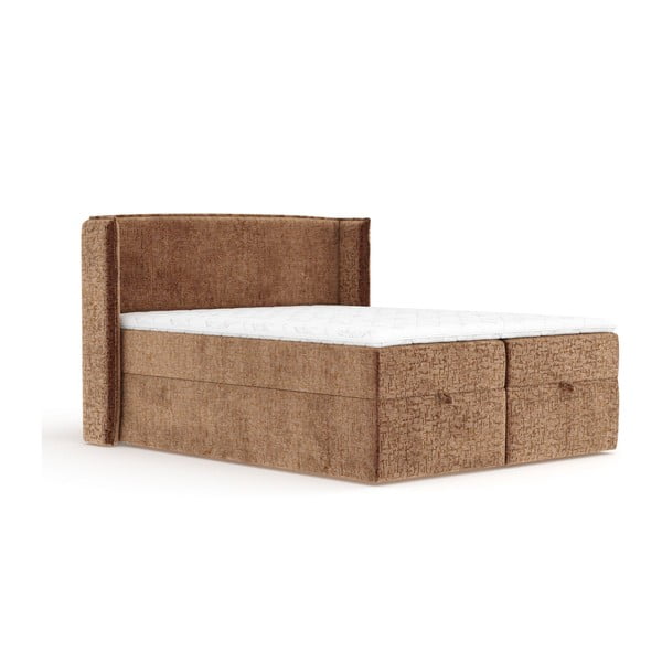 Pat boxspring portocaliu cu spațiu de depozitare 200x200 cm Passion – Maison de Rêve