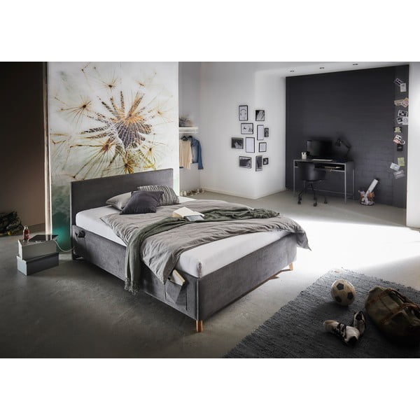 Pat pentru copii  gri antracit tapițat fără somieră 90x200 cm Cool – Meise Möbel-image-1
