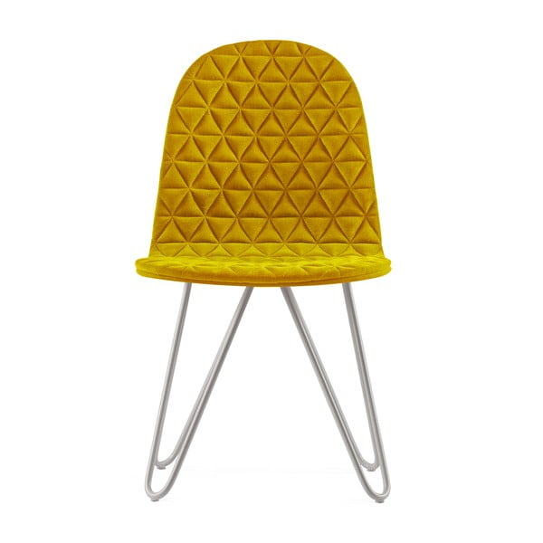 Scaun cu picioare metalice Iker Mannequin X Triangle, galben