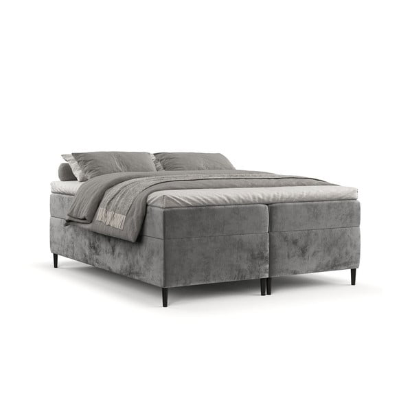 Pat boxspring gri închis cu spațiu de depozitare 200x200 cm Araya – Maison de Rêve-image-2