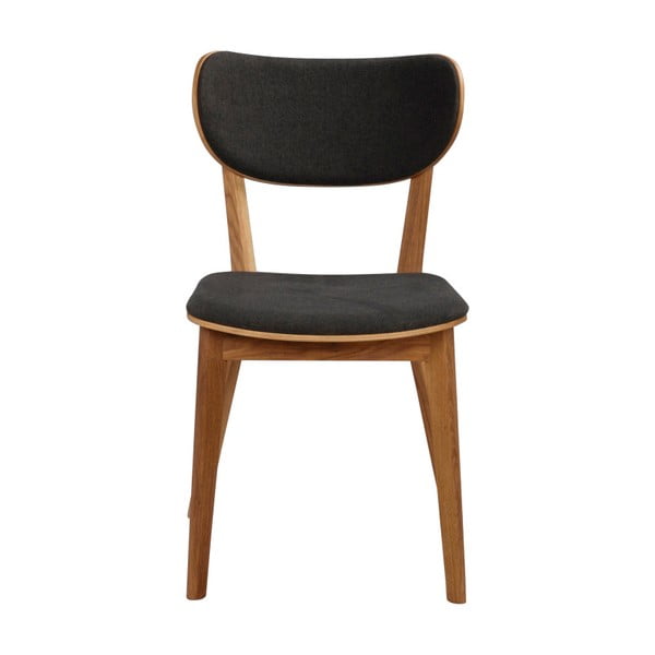 Scaun de dining din lemn de stejar cu șezut negru Rowico Cato, maro-image-3