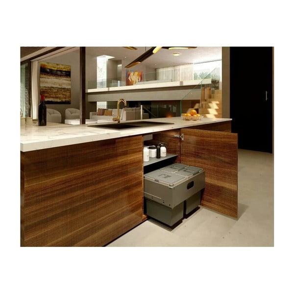 Coș de gunoi gri de reciclat/ încorporat din plastic 42 l Block U-Sink 2.0 – Elletipi-image-1