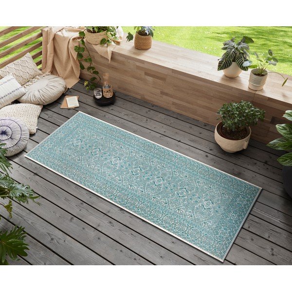Covor adecvat pentru exterior NORTHRUGS Cuadrado, 70 x 300 cm, turcoaz - bej-image-1