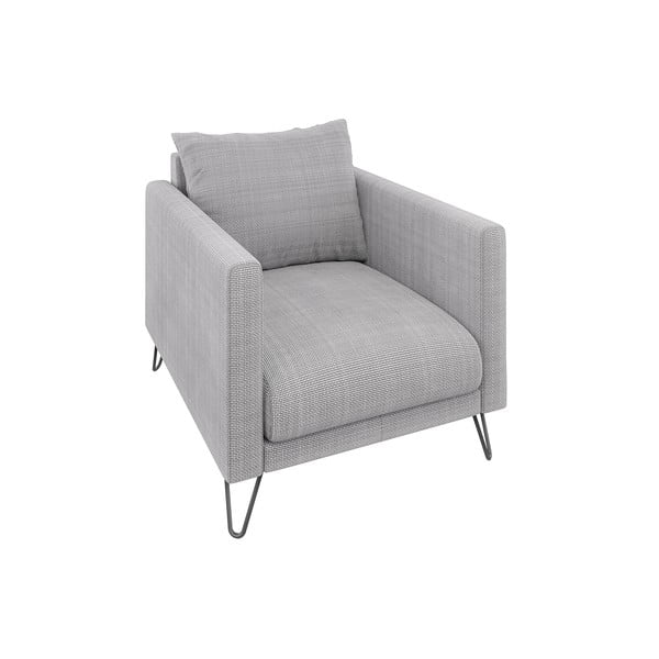Fotoliu gri deschis cu tapițerie din chenille Freya – Ropez