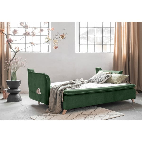 Canapea verde extensibilă cu tapițerie din catifea 225 cm Charming Charlie – Miuform-image-4