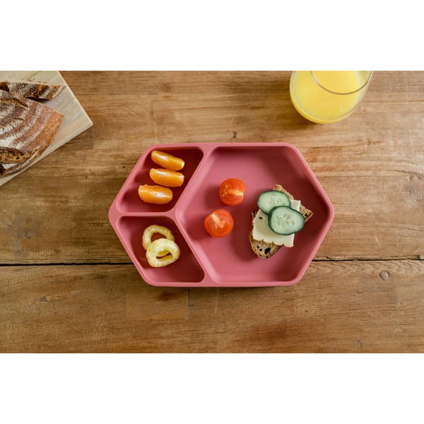 Farfurie pentru copii roșie din silicon 16x25 cm – Kindsgut-image-1