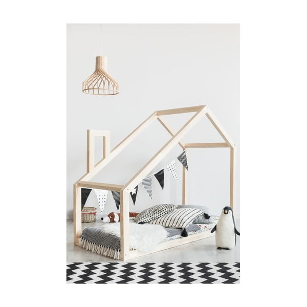 Cadru pat din lemn de pin, în formă de căsuță Adeko Mila DM, 120 x 190 cm